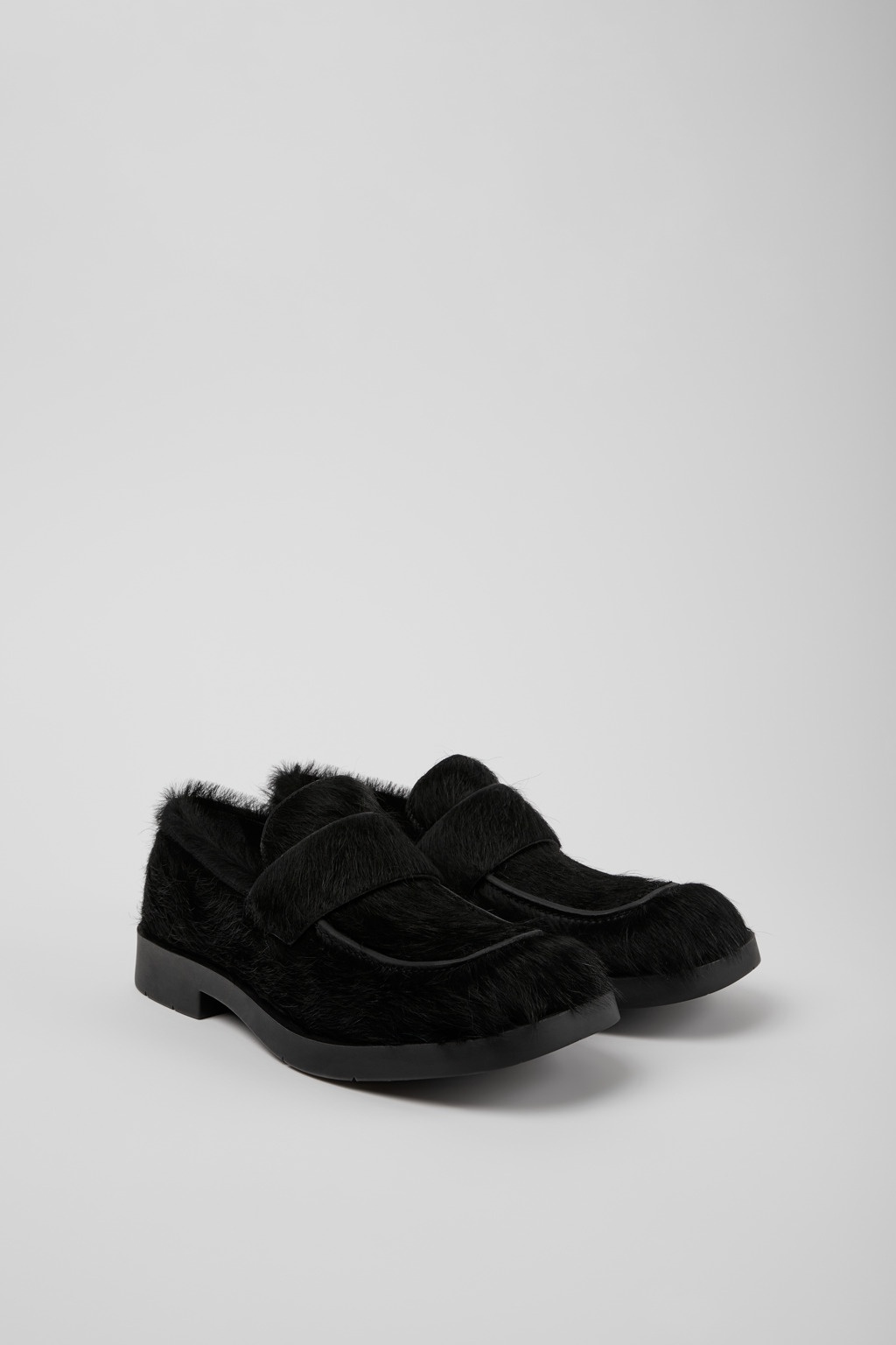 Black long calf hair leather loafers - 2