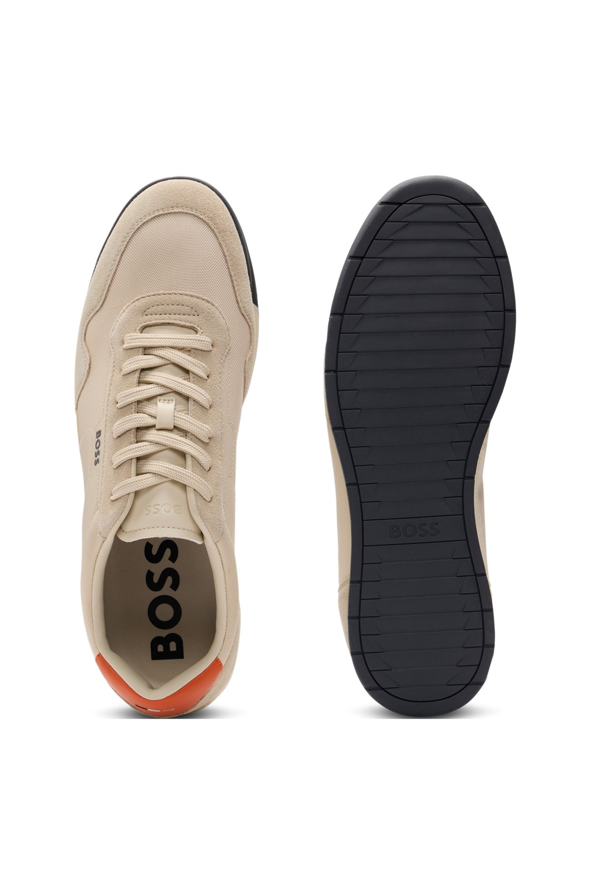MIXED-MATERIAL LACE-UP TRAINERS WITH SUEDE TRIMS - 4