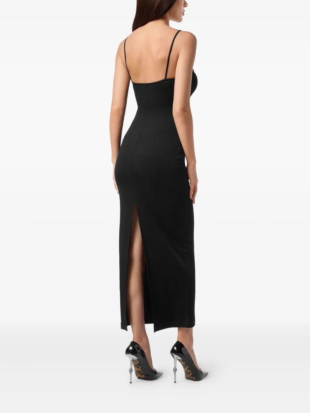 Rib Straight Across Midi Dress - 4