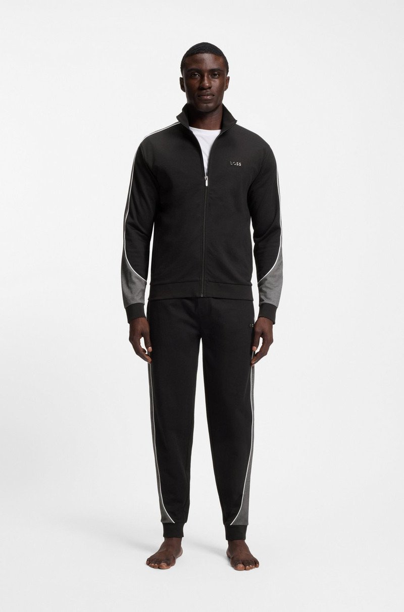 BOSS CONTRAST-PIPING TRACKSUIT BOTTOMS IN A COTTON BLEND outlook