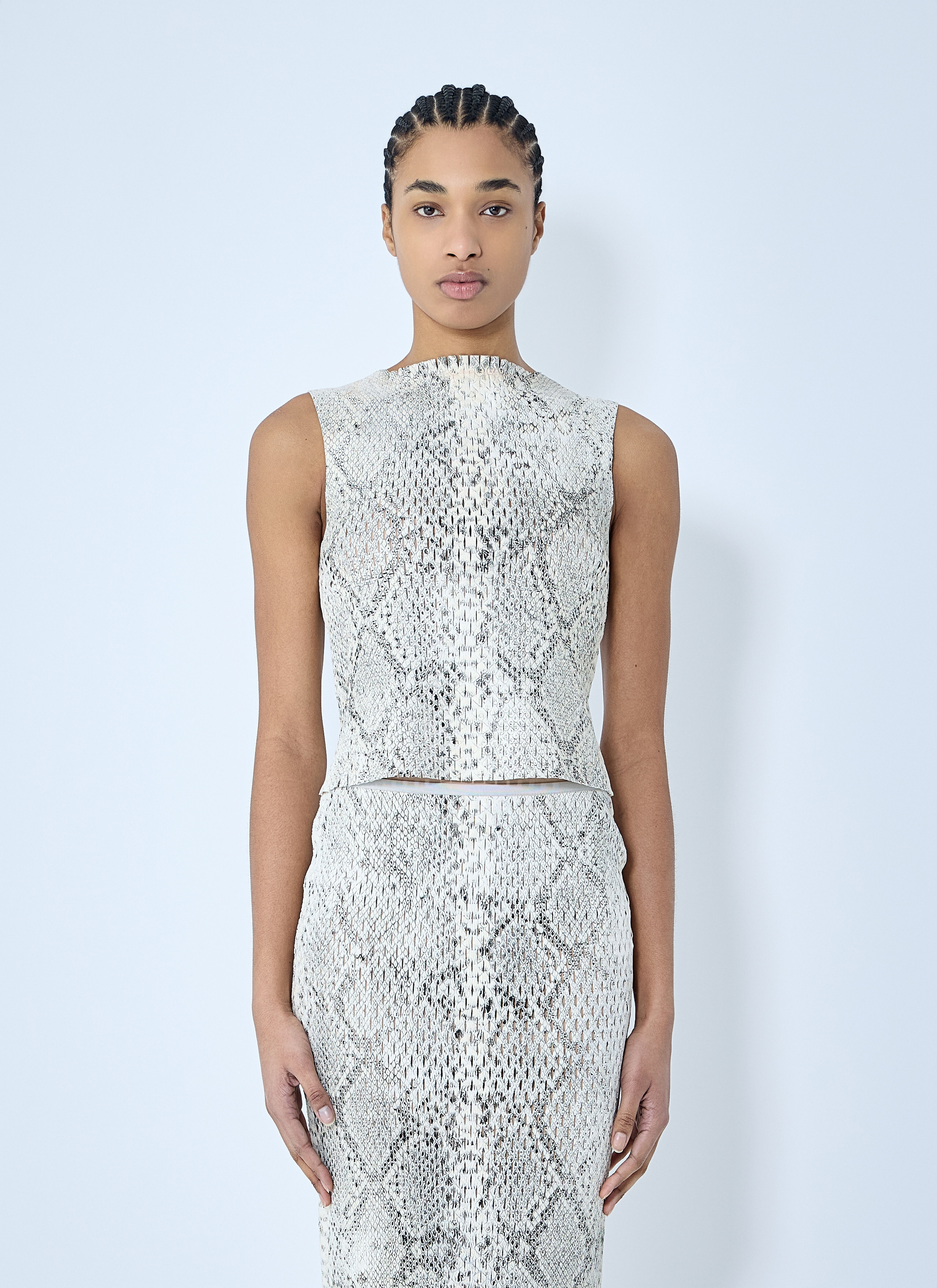 Snake-Print Embossed Tank Top - 1