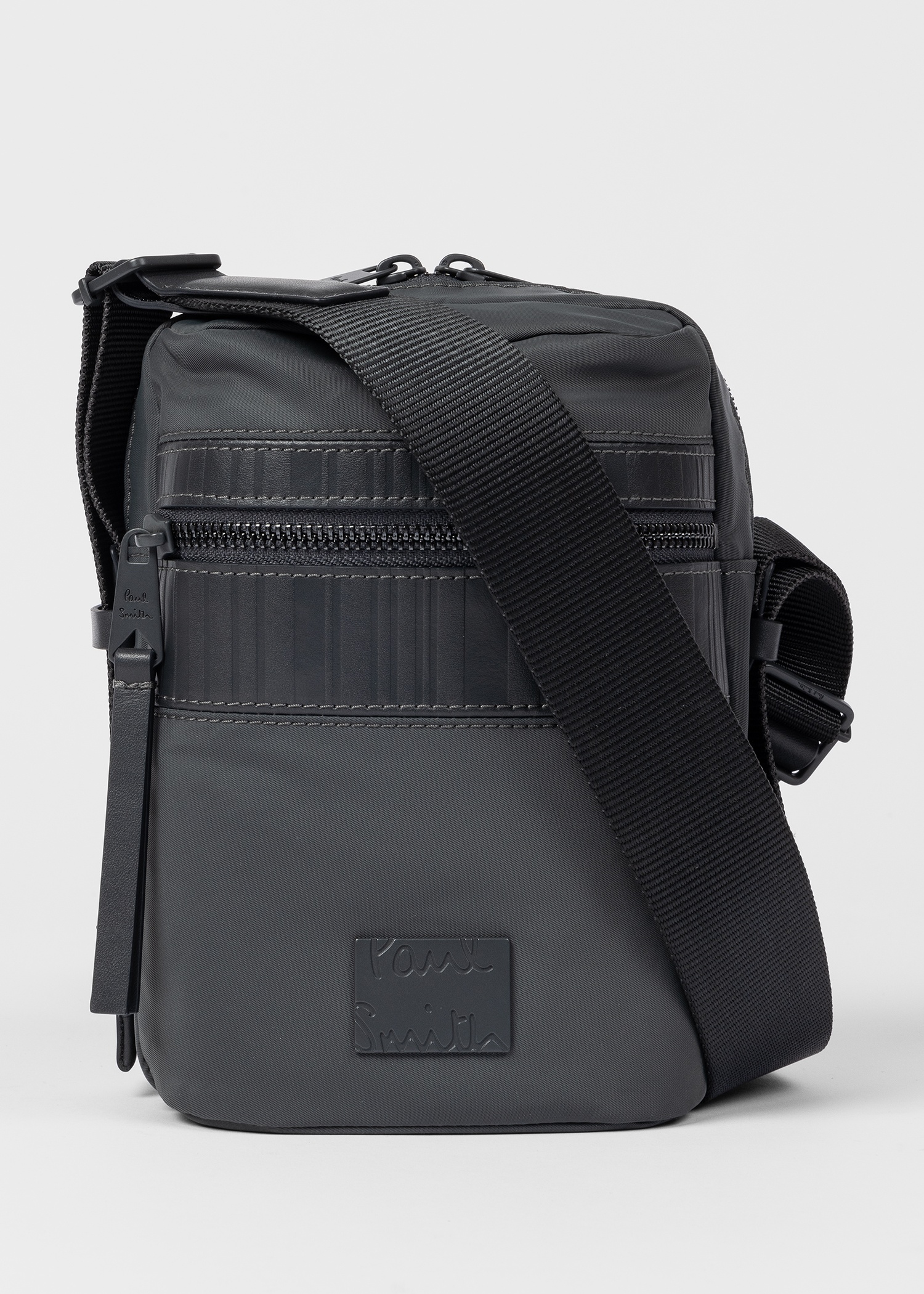 Slate Grey 'Shadow Stripe' Trim Flight Bag - 1