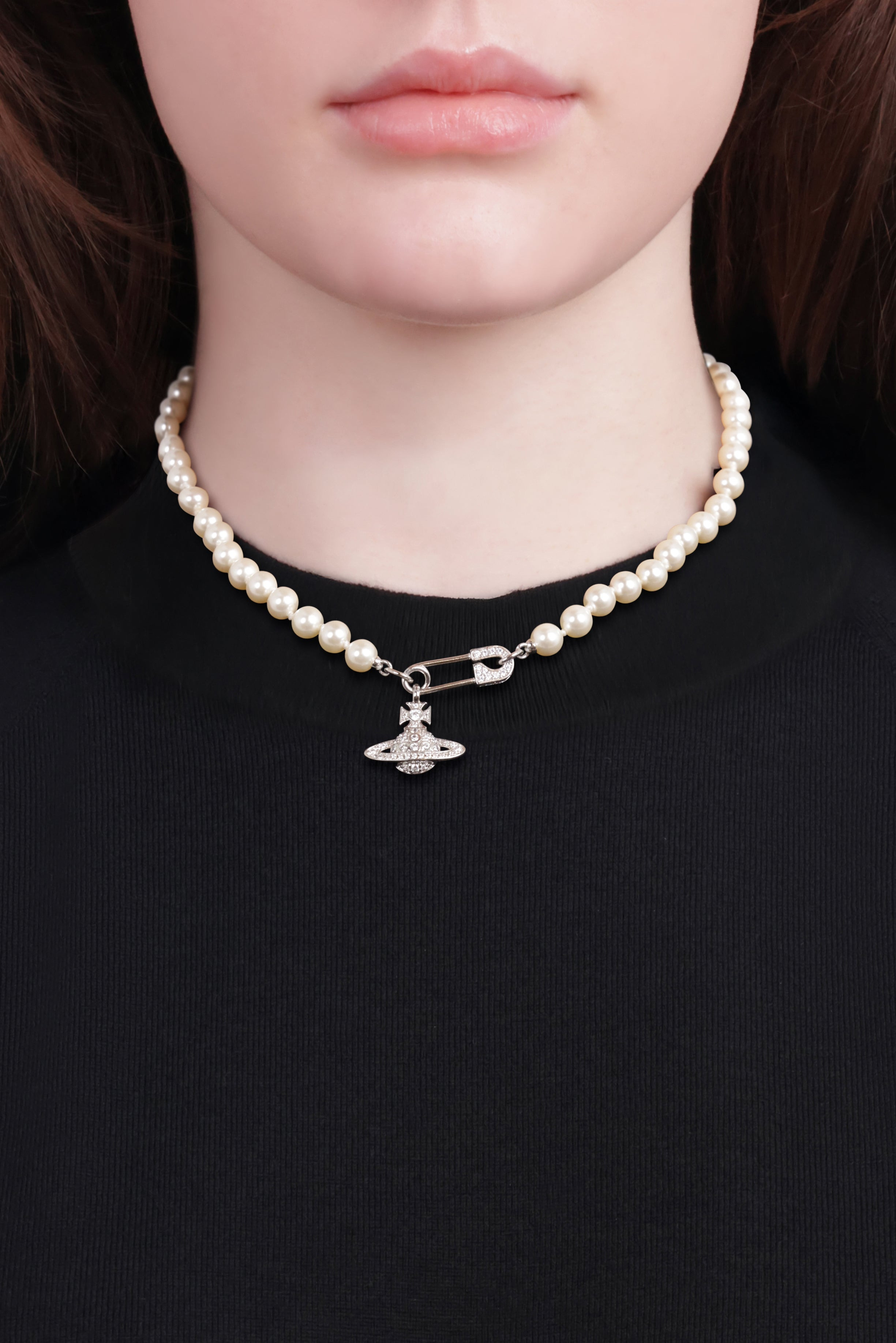 LUCRECE PEARL NECKLACE | SILVER/LIGHT CREAM ROSE/WHITE - 3