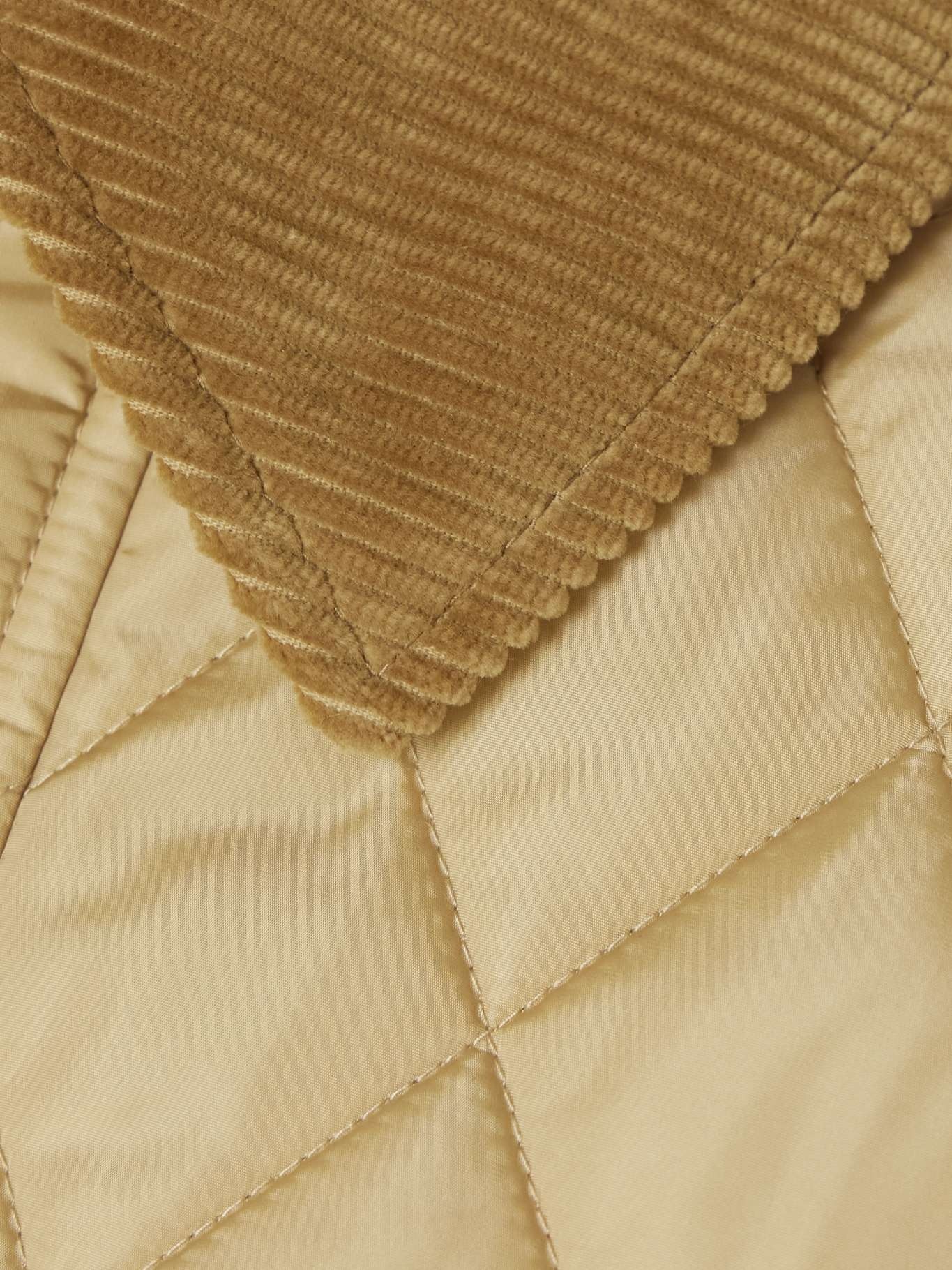 Cotton-corduroy-trimmed quilted shell jacket Tan - 5