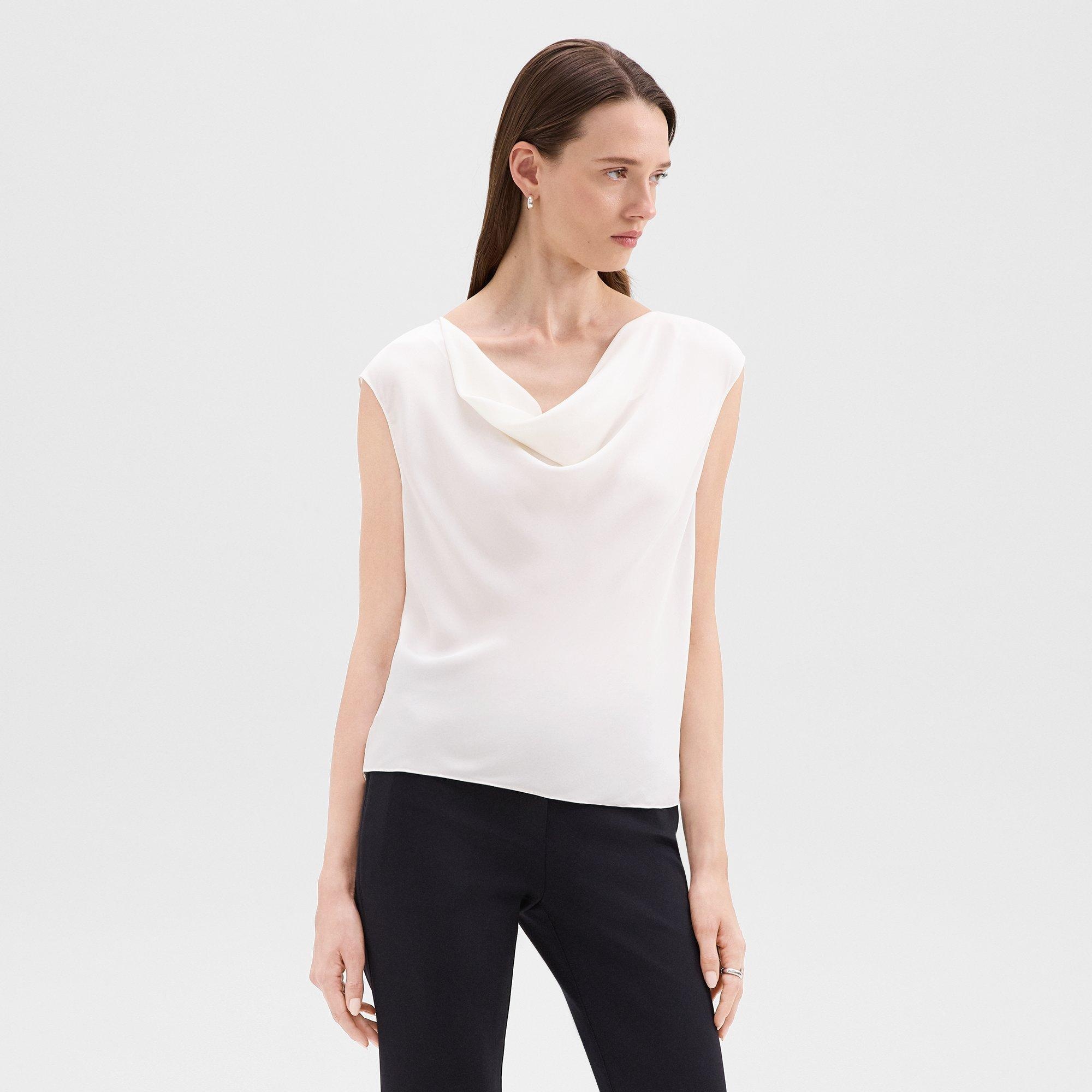 Cowl Neck Top in Silk Georgette - 3