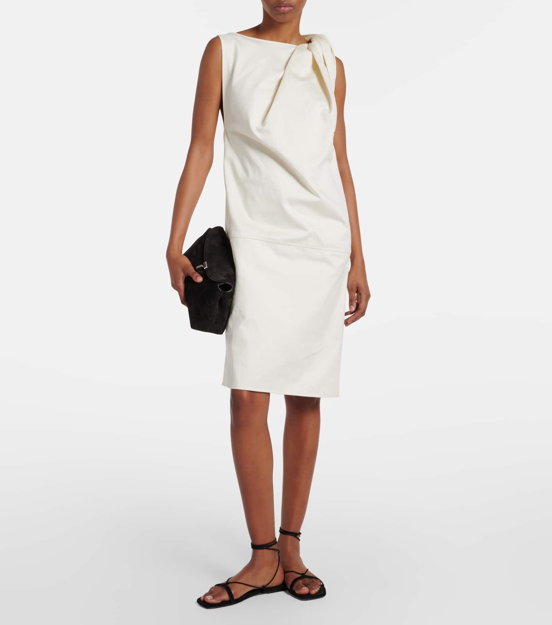 Draped cotton and linen minidress - 2