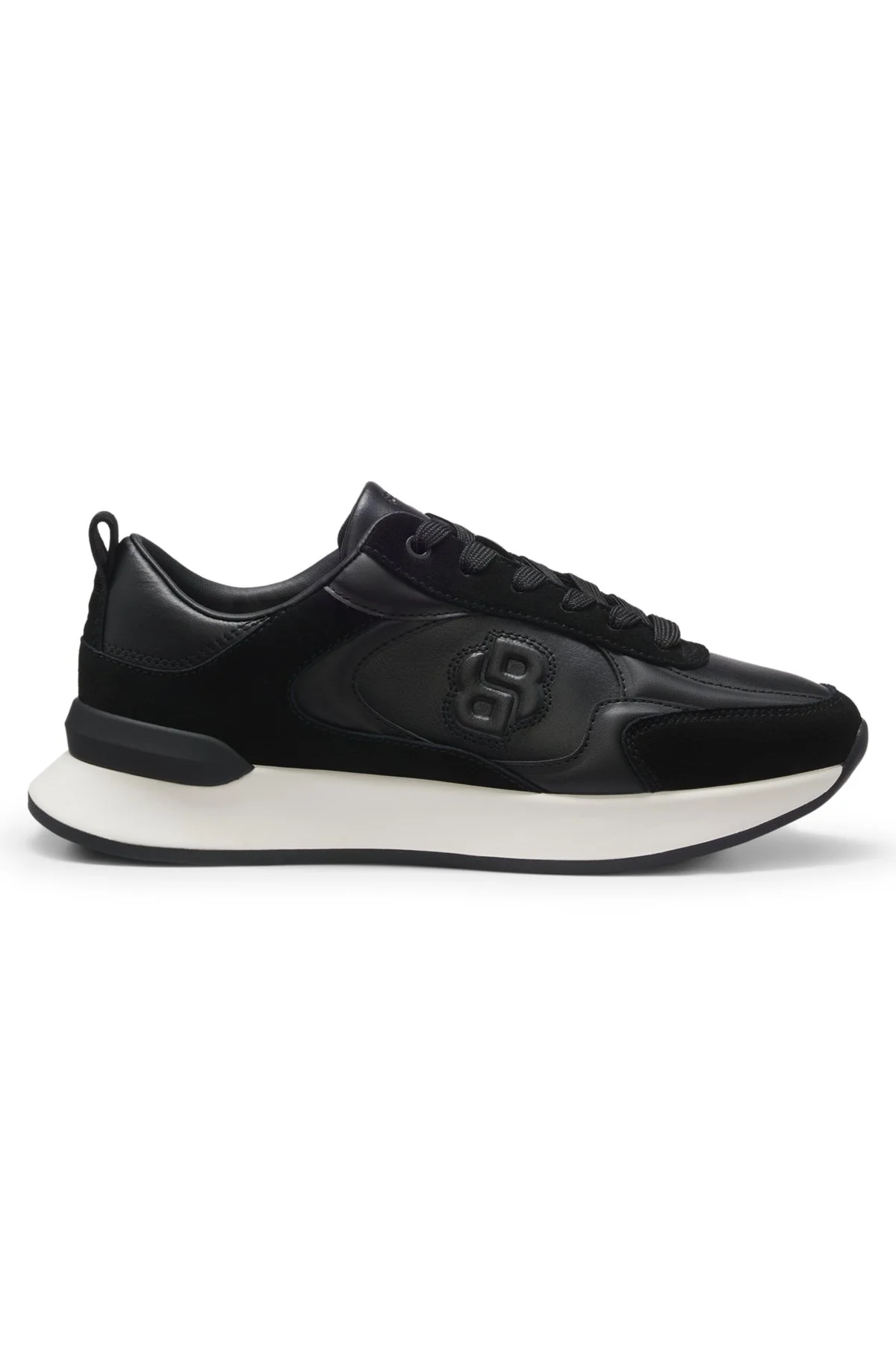 LEATHER AND SUEDE SNEAKERS WITH DOUBLE B MONOGRAM - 1