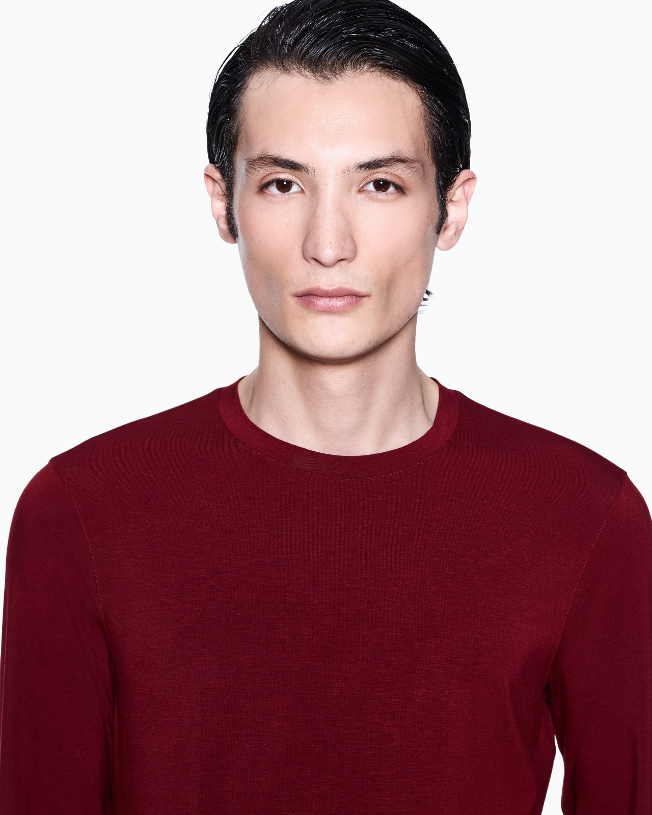 STRETCH VISCOSE JERSEY JUMPER WITH CREW NECK AND LONG SLEEVES - 5