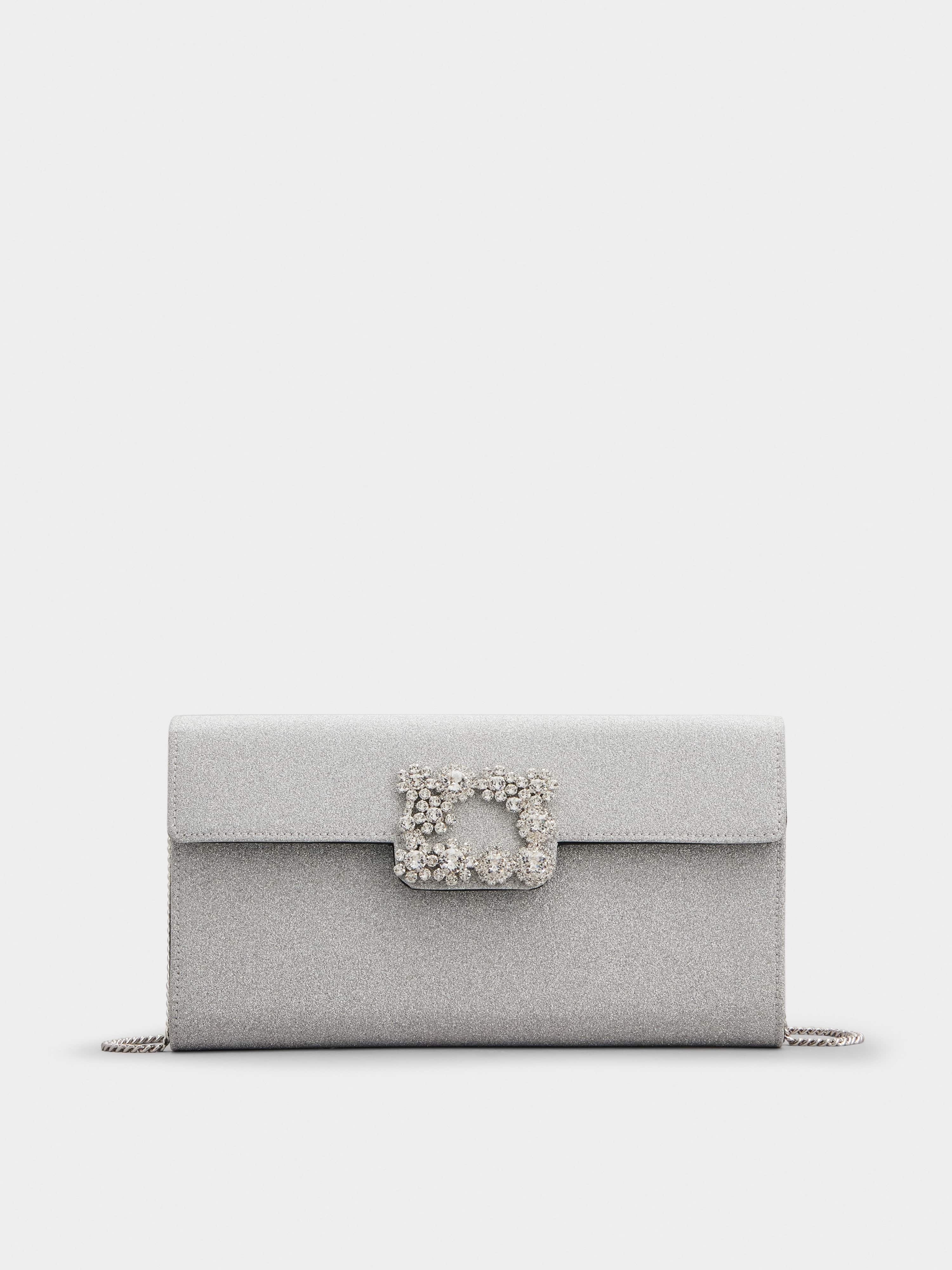 Flower Strass Buckle Clutch in Fabrics - 1