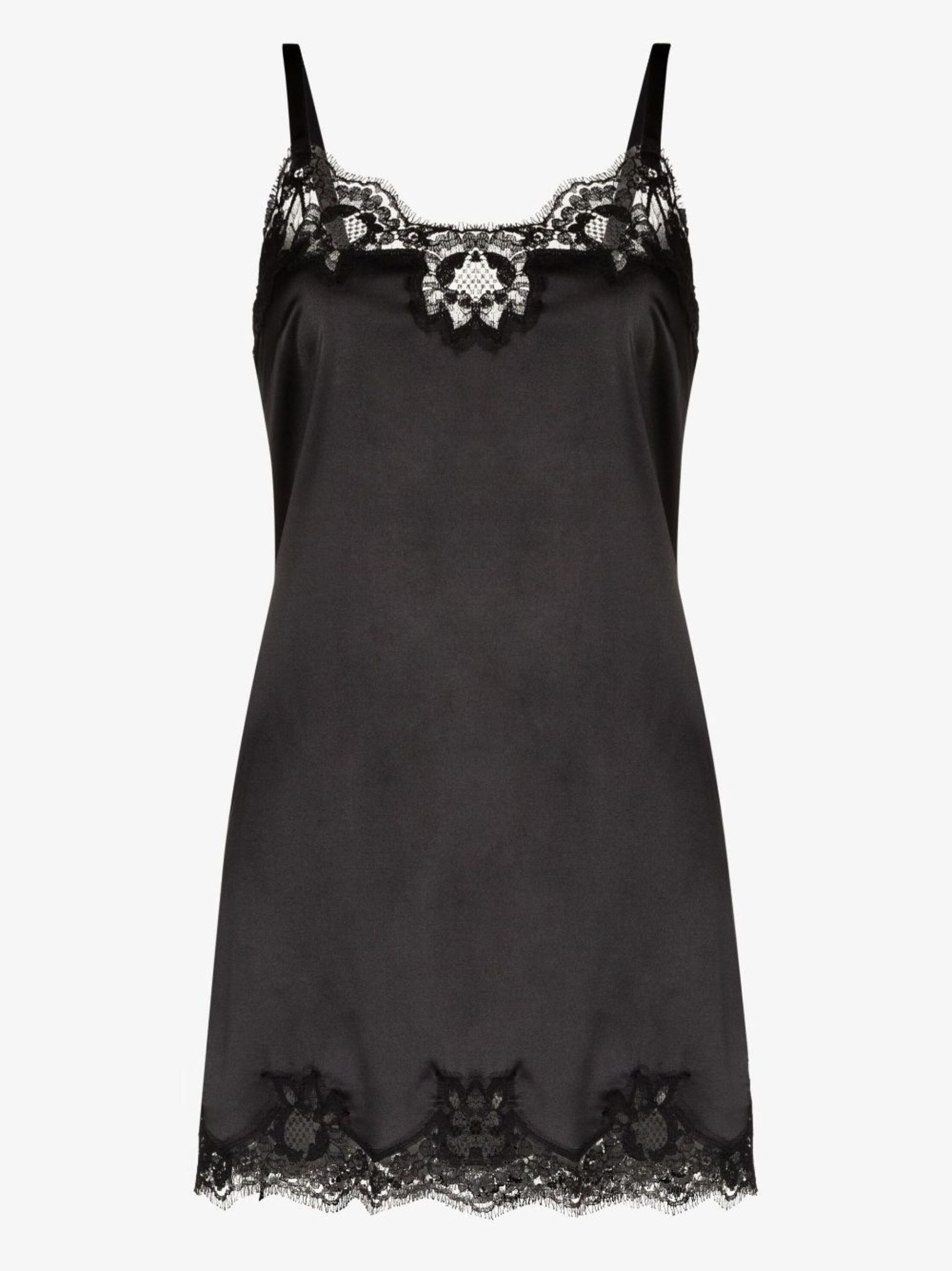 Black Lace Trim Nightdress - 1