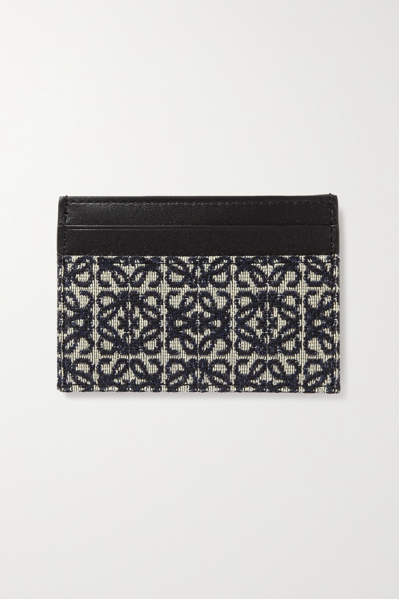 Leather and cotton-blend jacquard cardholder - 1