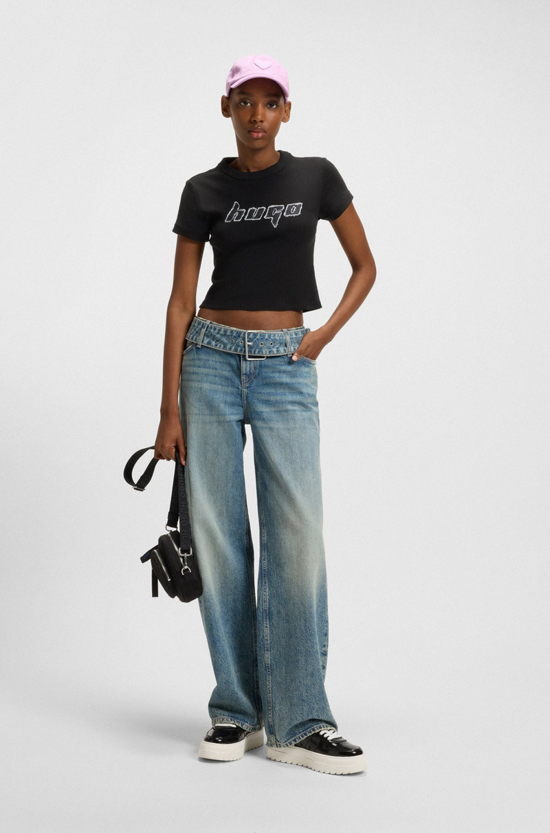 HUGO COTTON RINGER T-SHIRT WITH GRAPHIC ARTWORK outlook