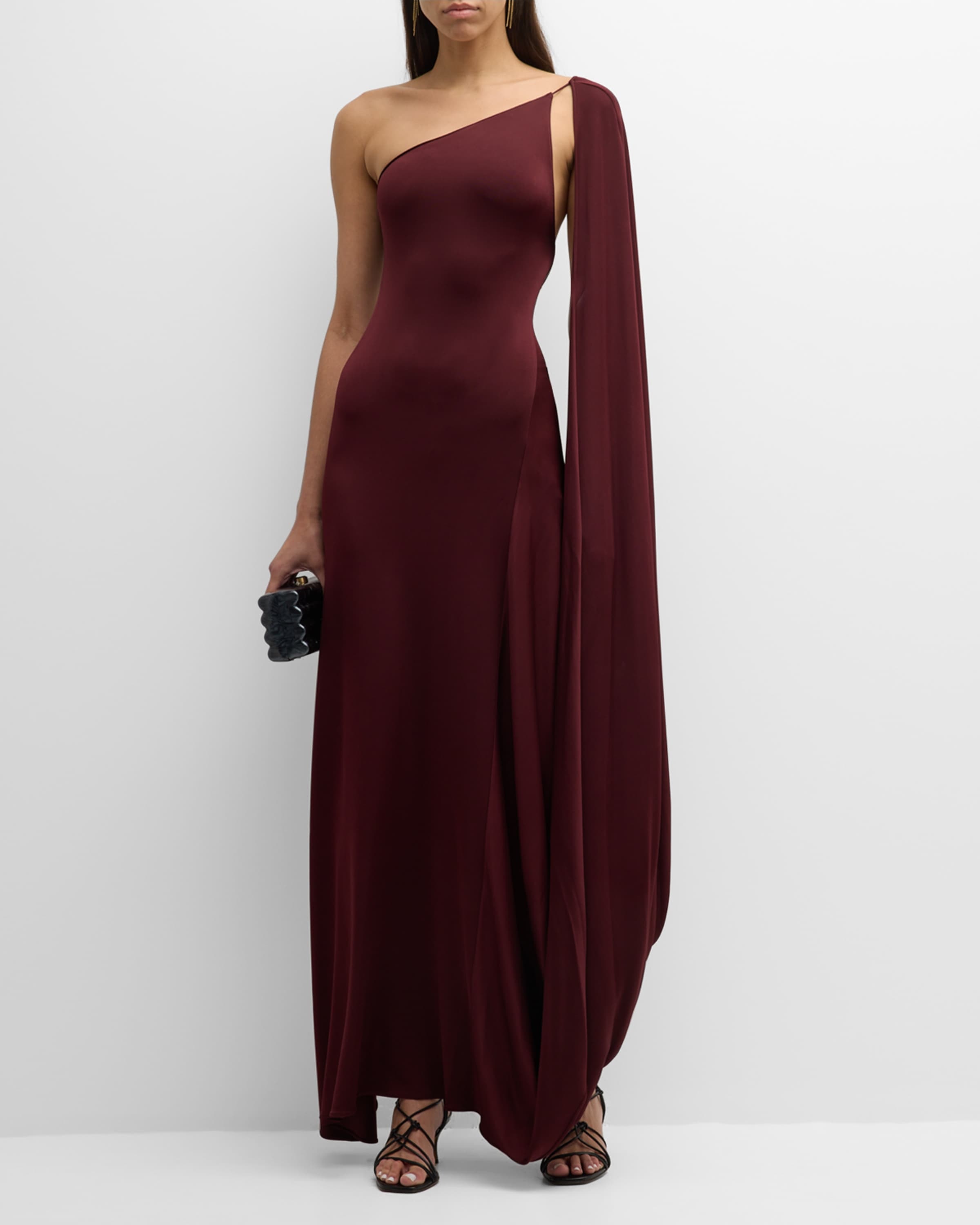 Stella McCartney One-Shoulder Cape Sleeveless Maxi Dress