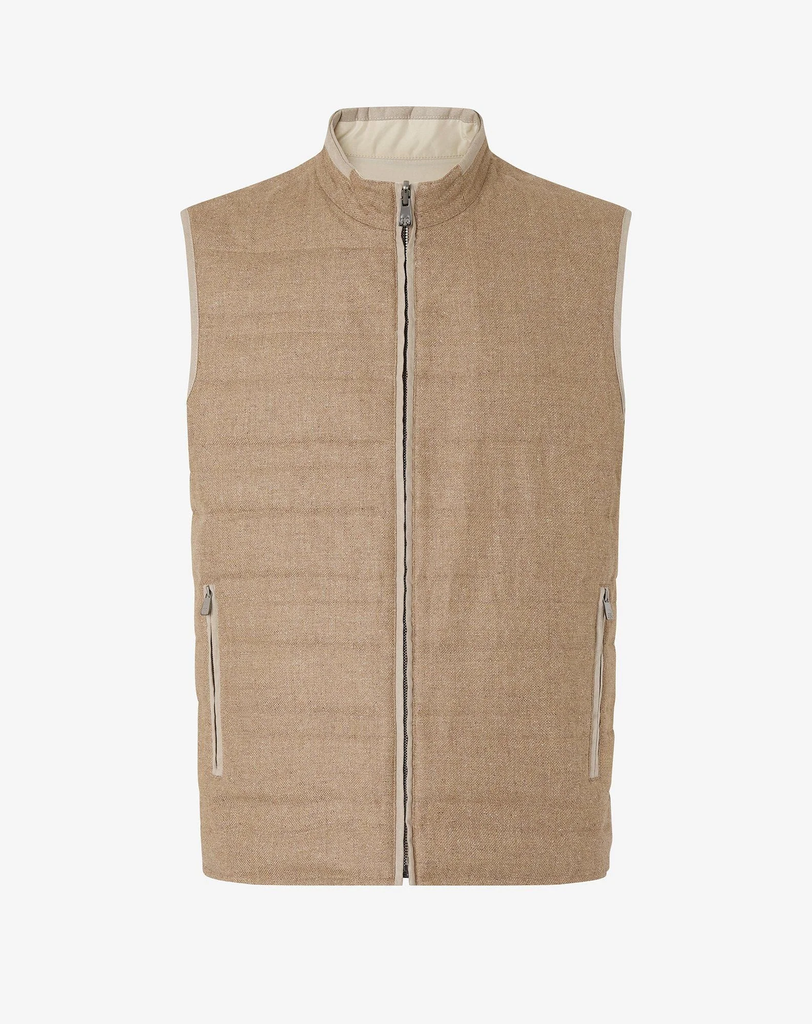 Beige reversible padded gilet - 1
