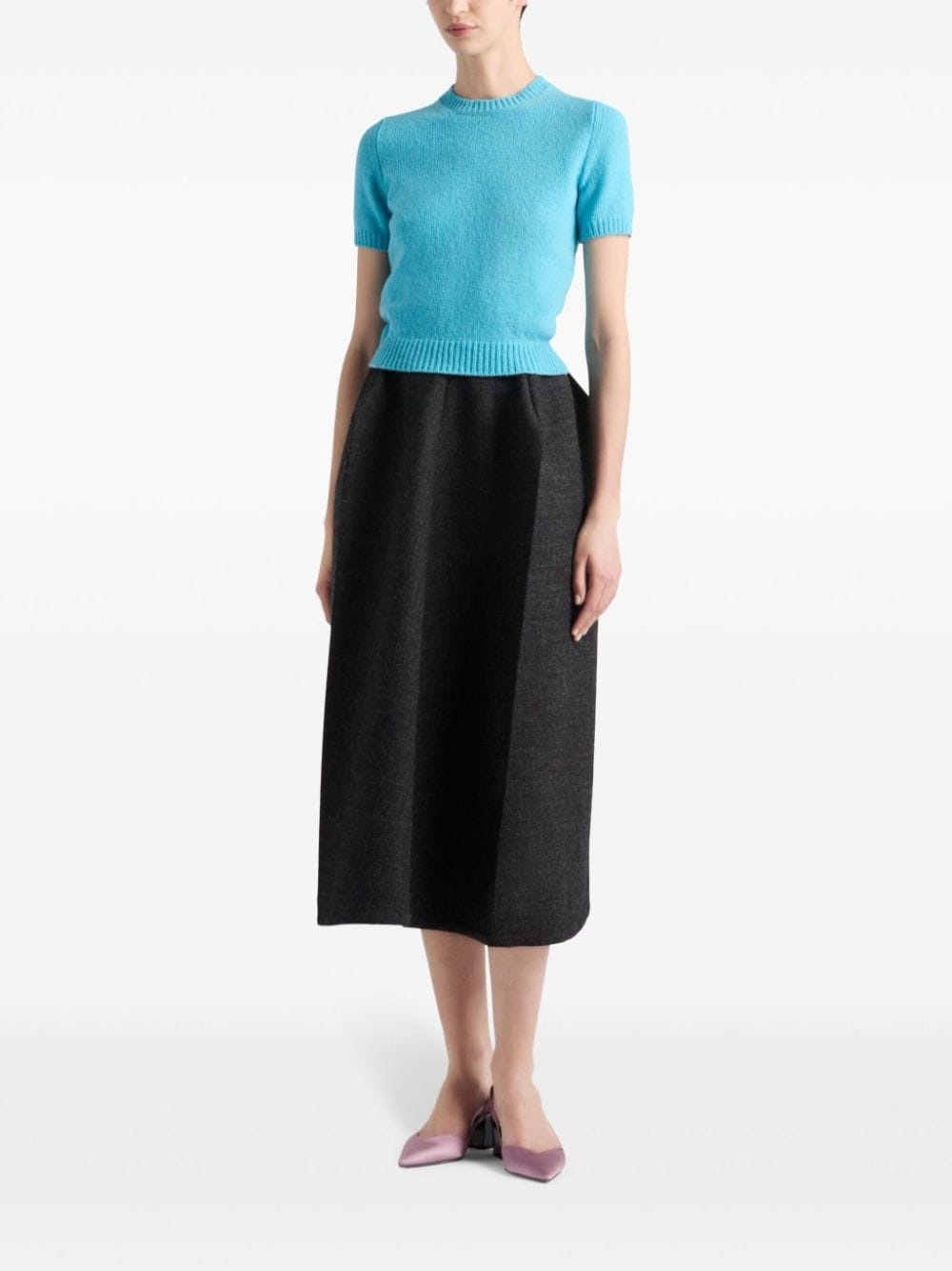 short-sleeve cashmere sweater - 2