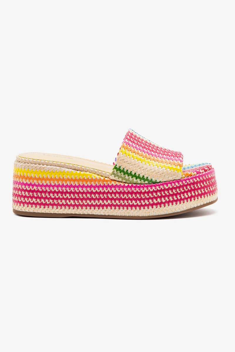 Alex Flatform Mule In Rainbow Raffia 1