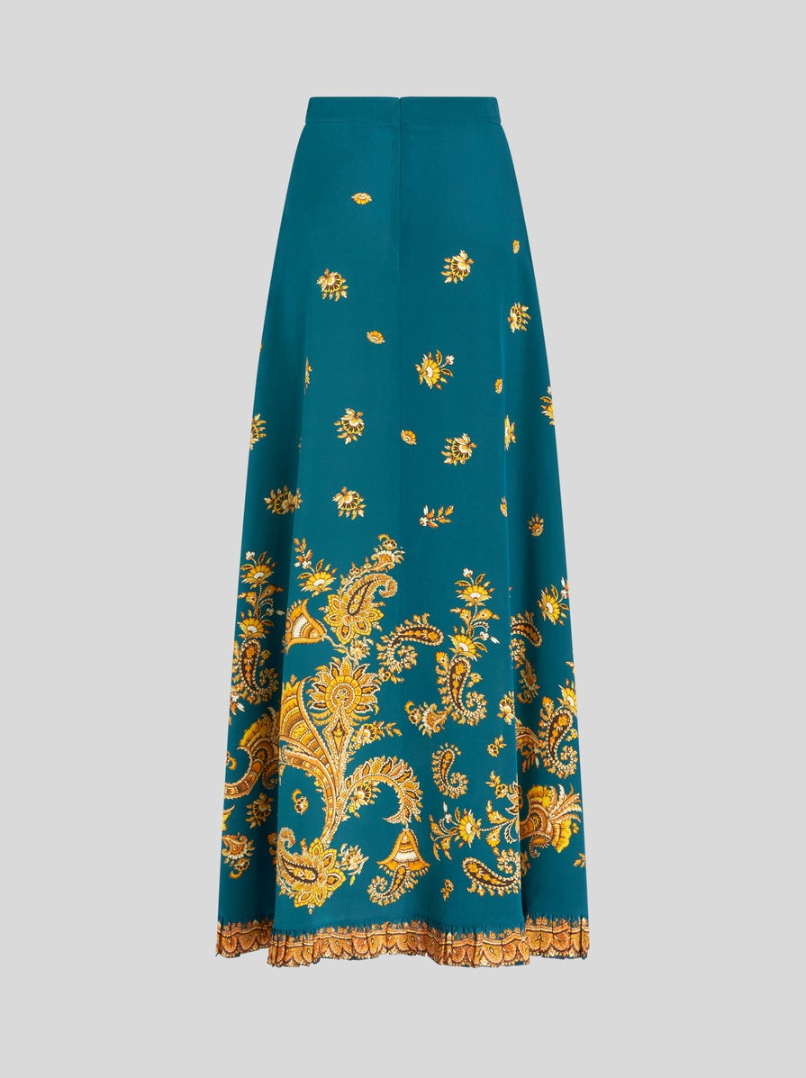 LEAFY PAISLEY SILK CRÊPE DE CHINE SKIRT - 5