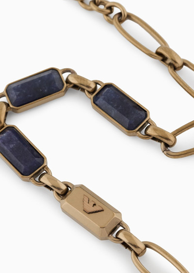 EMPORIO ARMANI Blue Stone with IP Antique Gold-Plating Chain Bracelet outlook