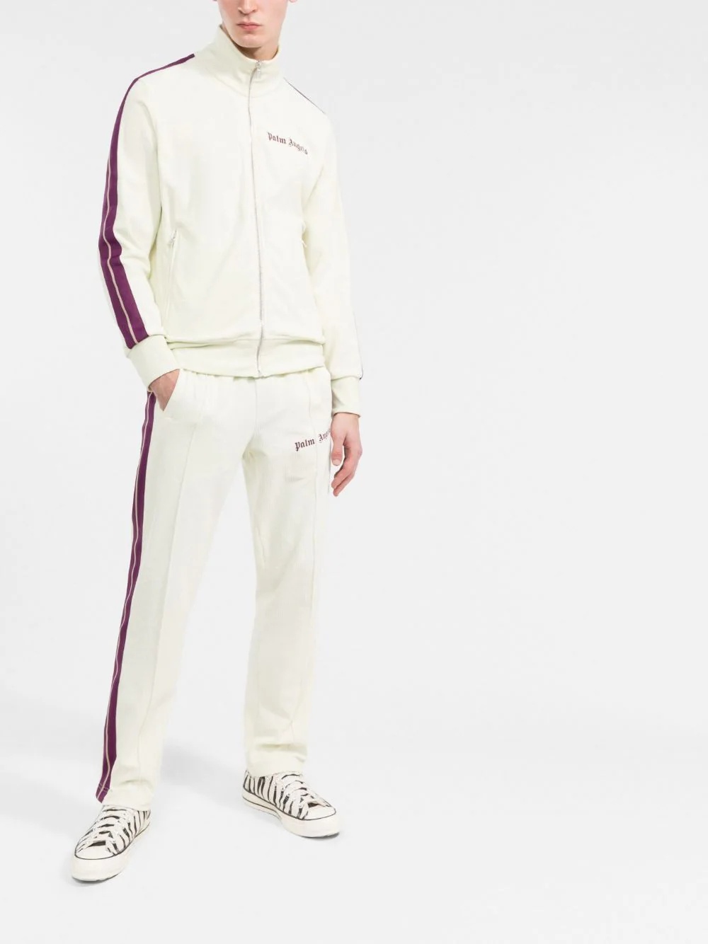 side-stripe corduroy track pants - 3