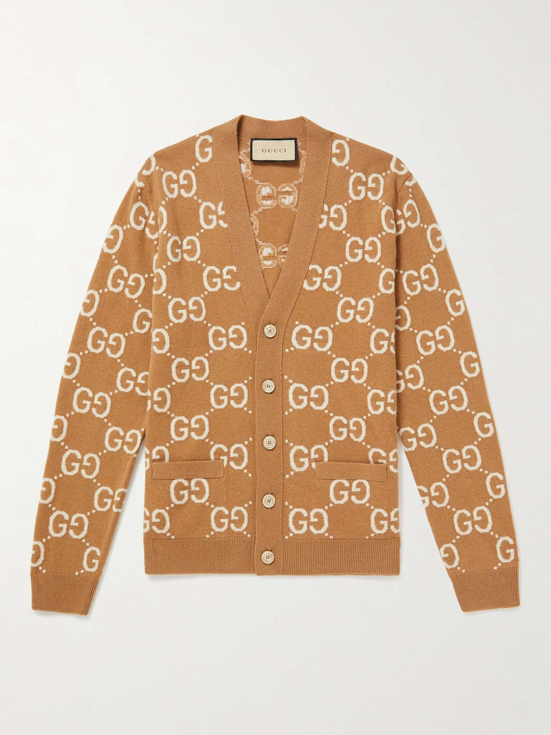 Slim-Fit Monogrammed Wool-Jacquard Cardigan - 1