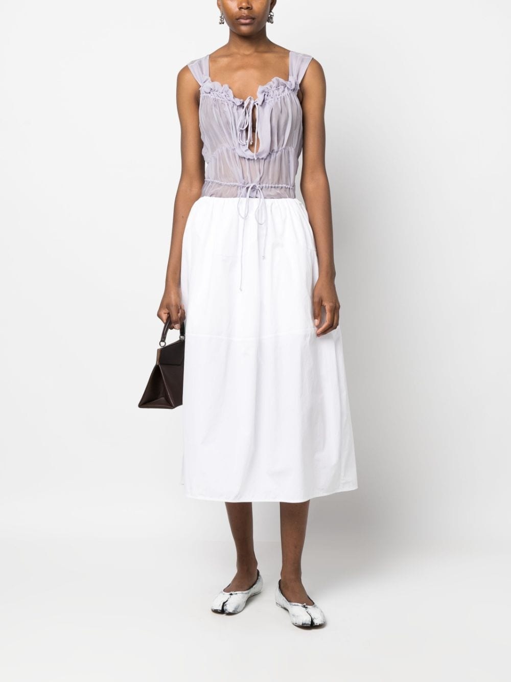 drawstring silk-chiffon playsuit - 2