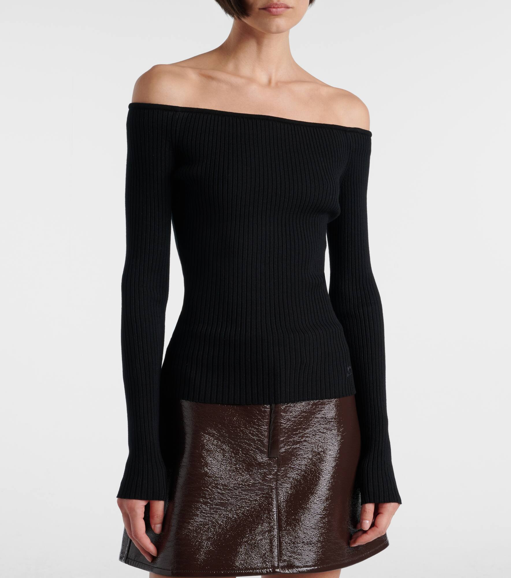 Off-shoulder ribbed-knit top - 5