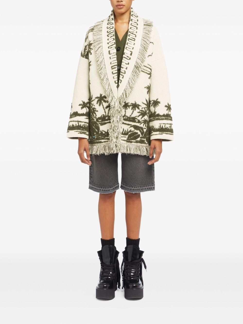 palm-tree fringe cardigan - 2