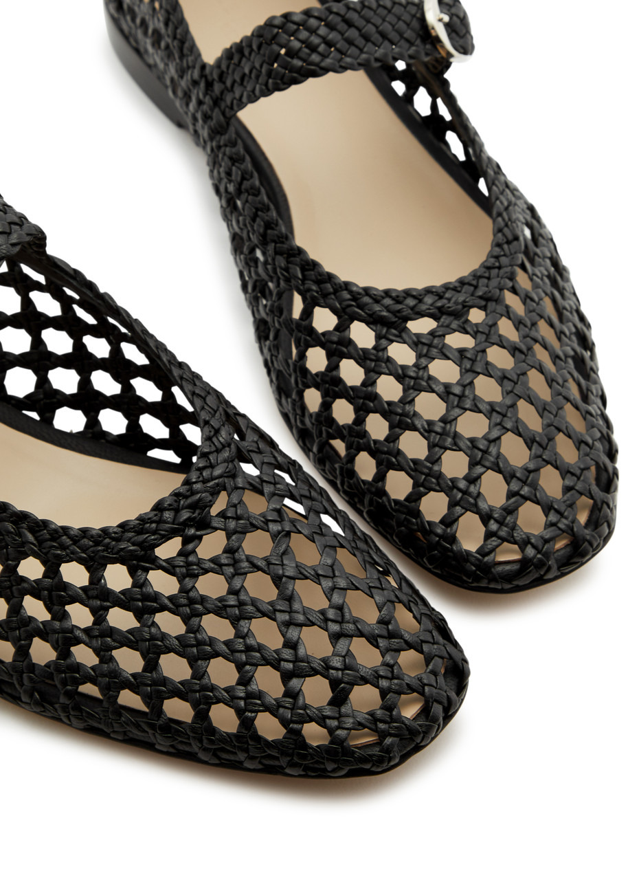 Mary Jane woven leather flats - 3