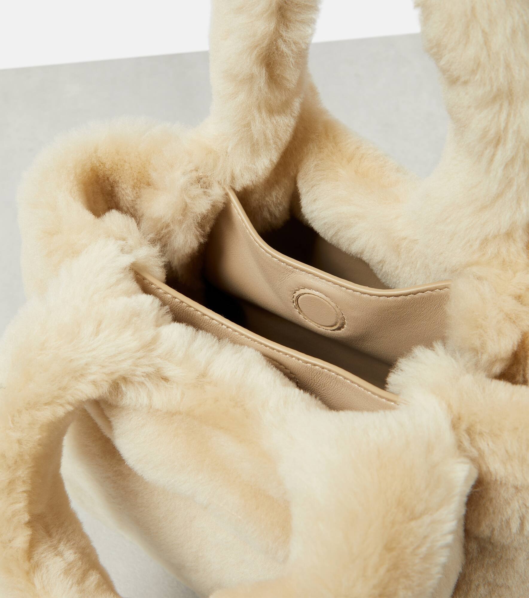 Mini shearling tote bag - 3