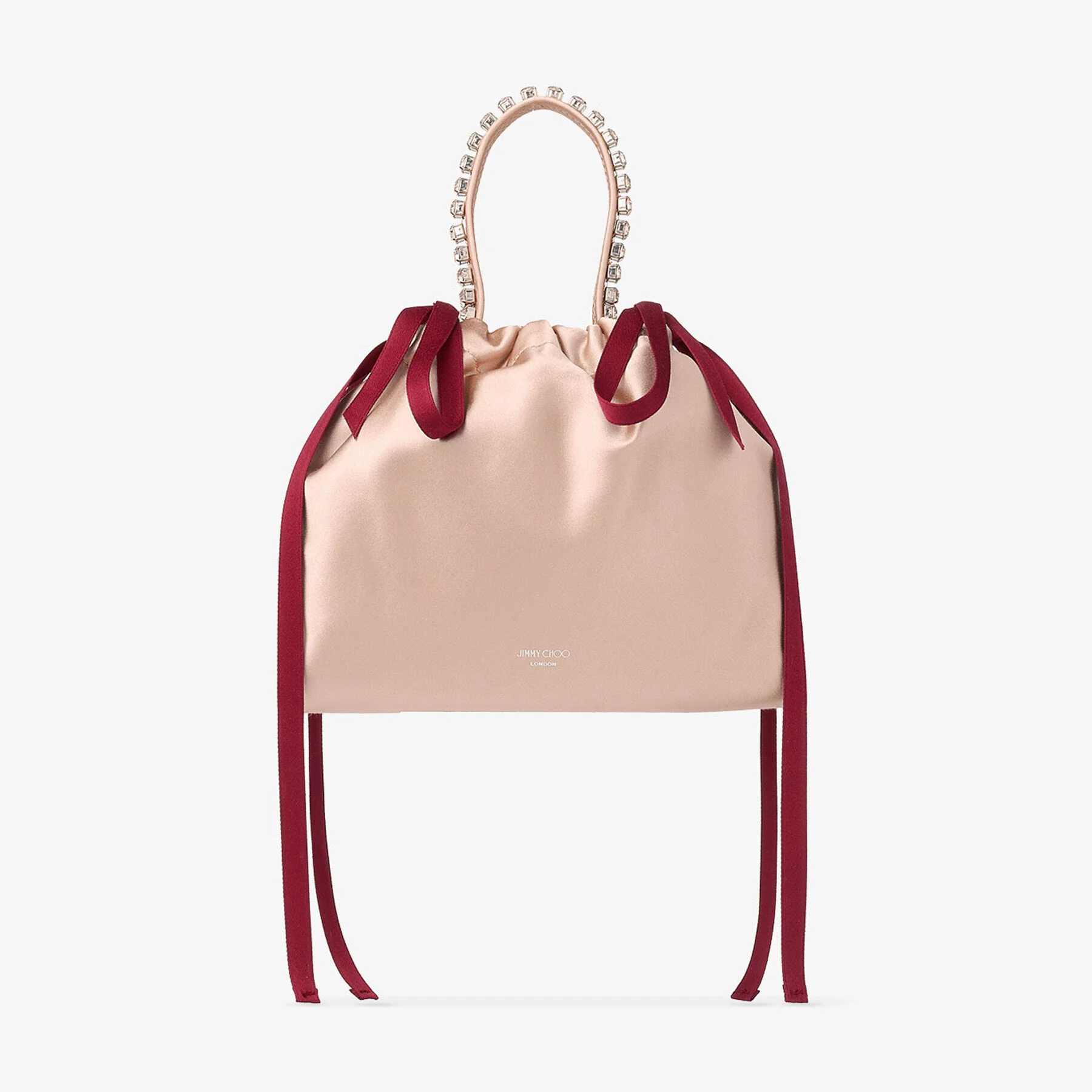 Drawstring Mini Top Handle
Macaron and Ruby Red Satin Mini Shoulder Bag - 1