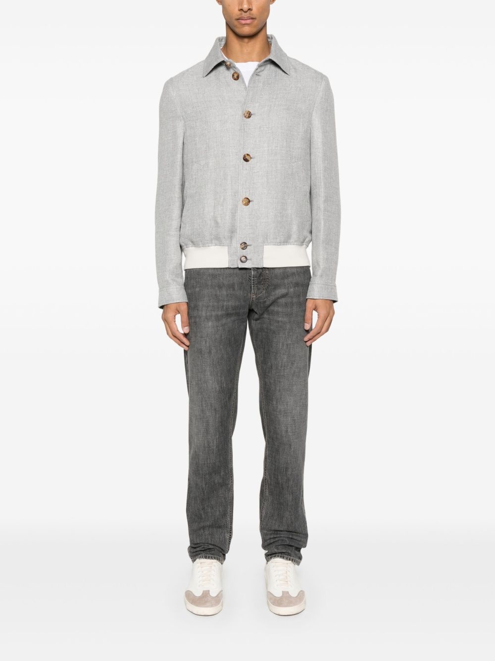 mélange-effect bomber jacket - 2
