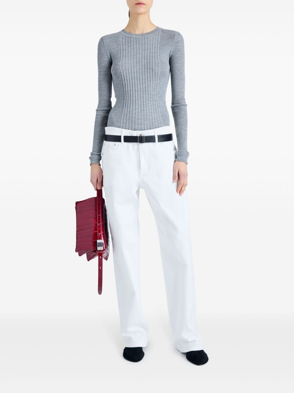 ribbed-knit long-sleeve top - 2
