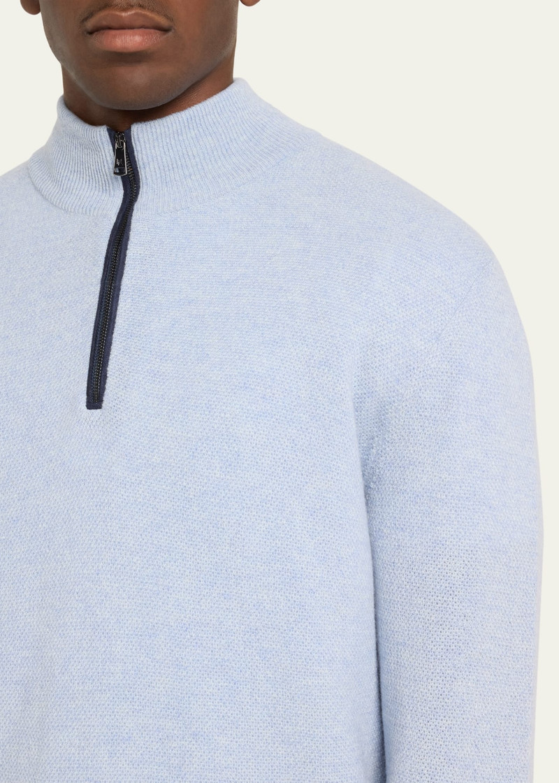Men's Cashmere Birdseye Quarter-Zip Sweater 5
