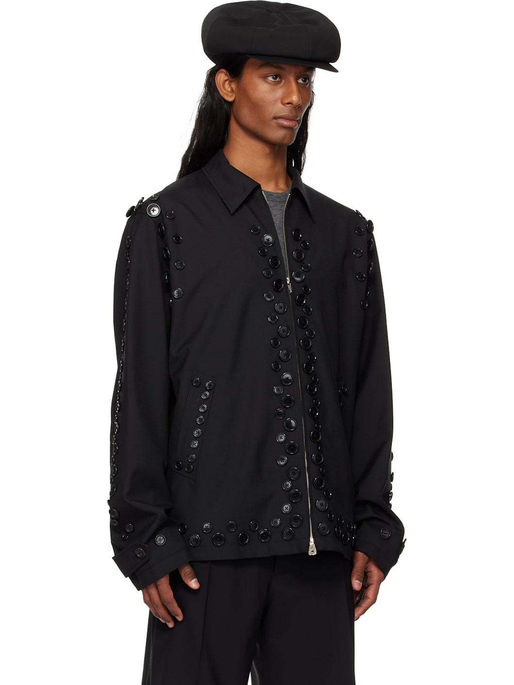 Black Zip Up Brit Jacket - 2