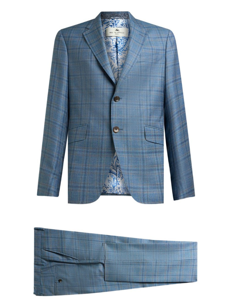 checked single-breasted wool suit 1