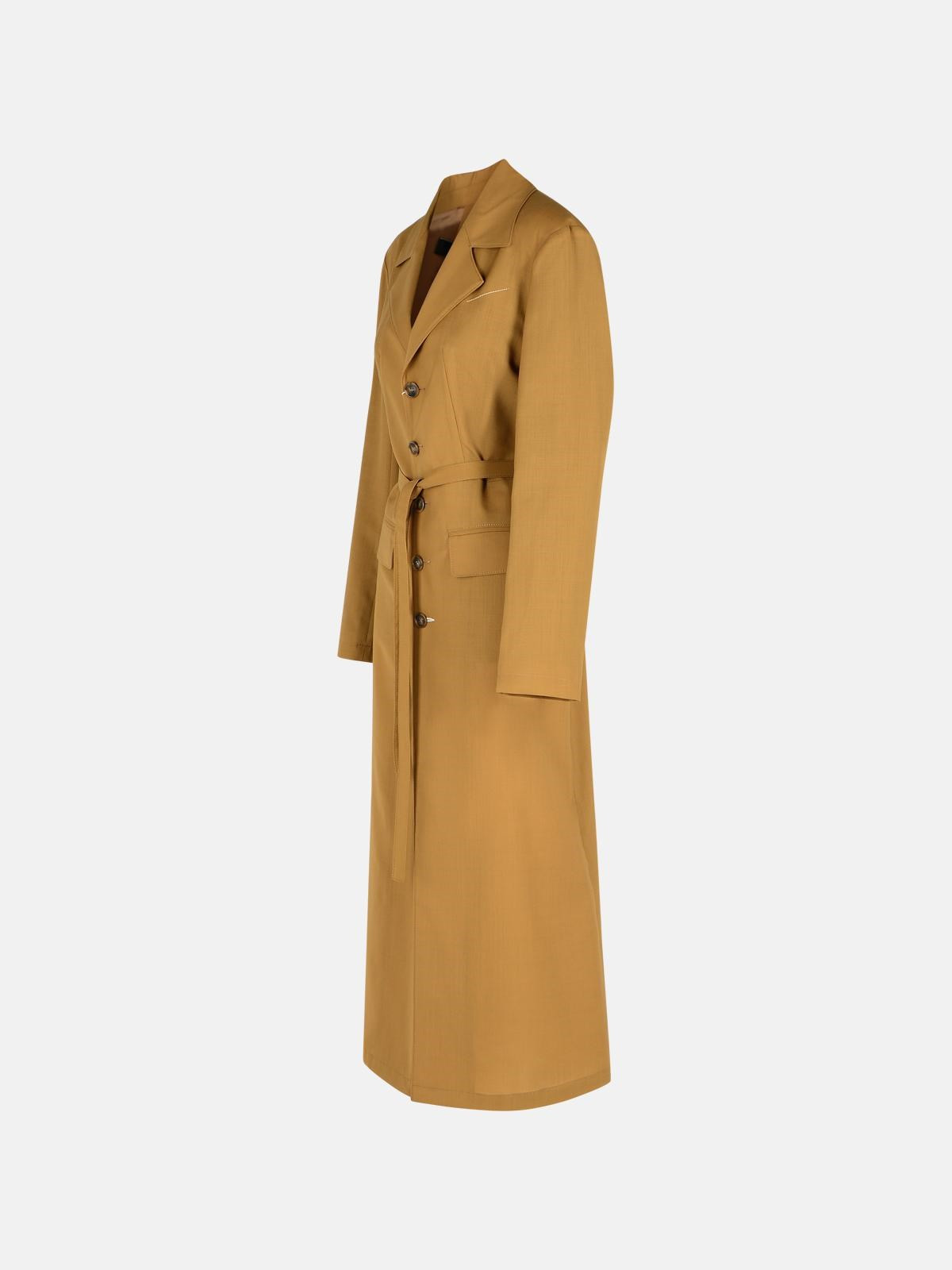 BEIGE WOOL TRENCH COAT - 2