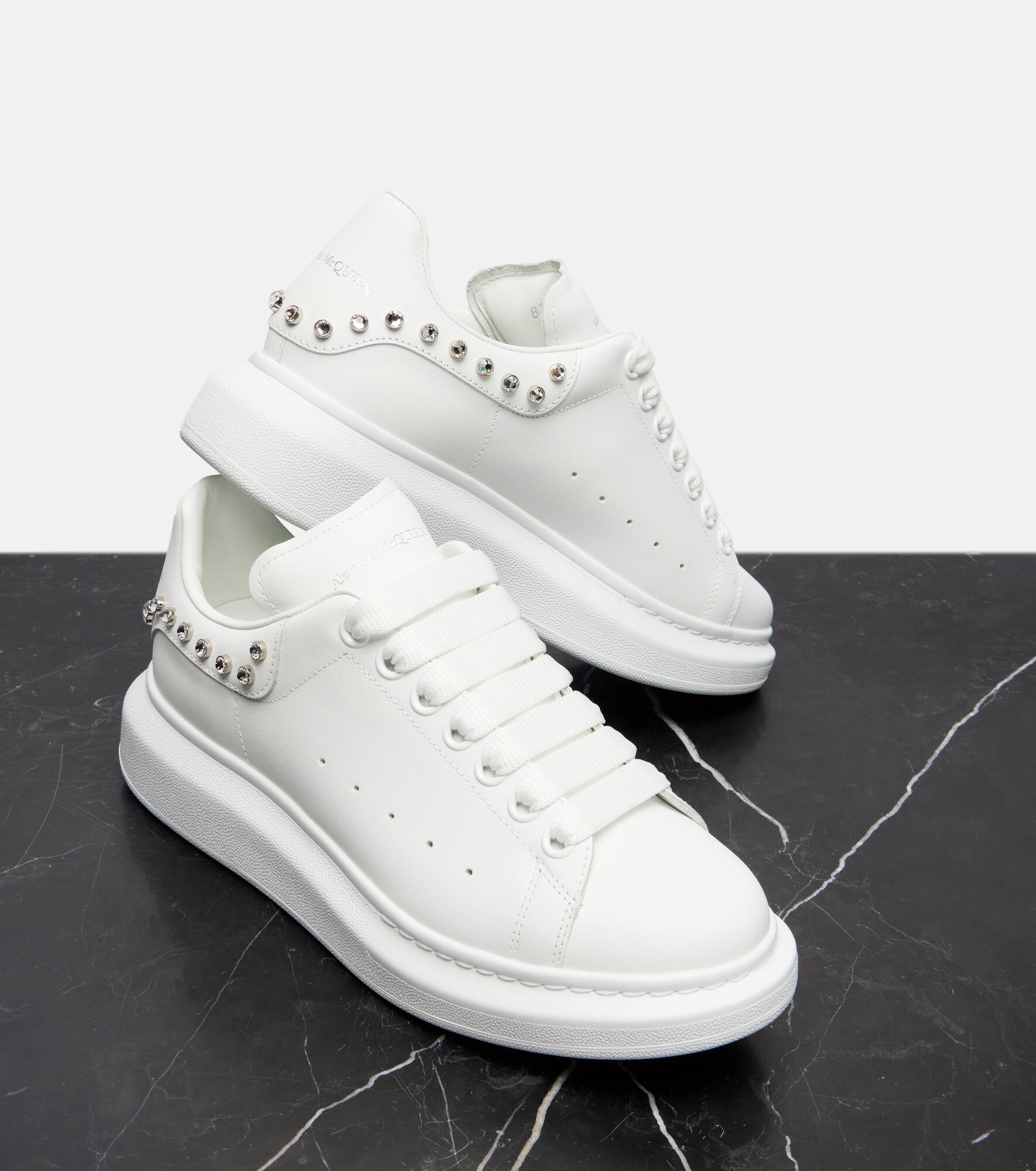 Oversized embellished leather sneakers - 5