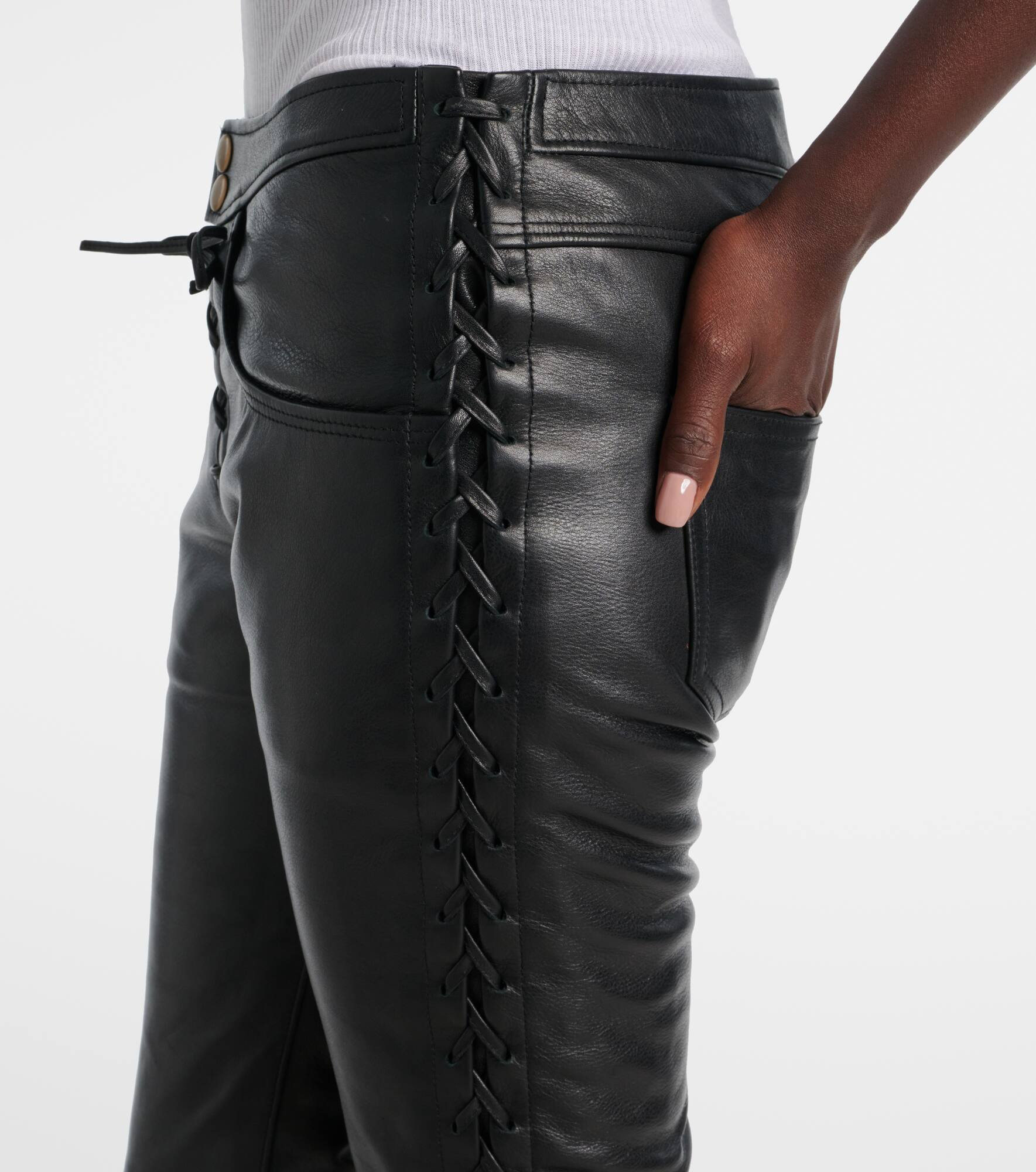 Cyerra low-rise leather pants - 5