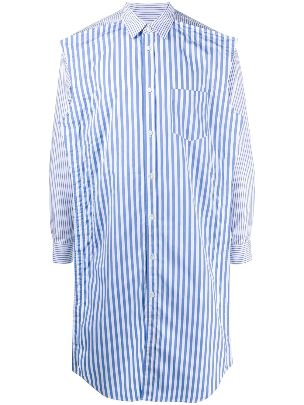 striped longline front shirt - 1