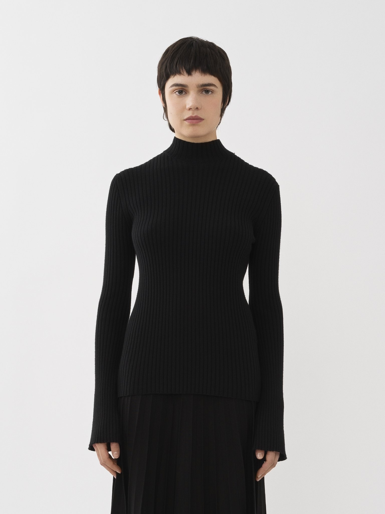 FITTED MOCK-NECK SWEATER - 2