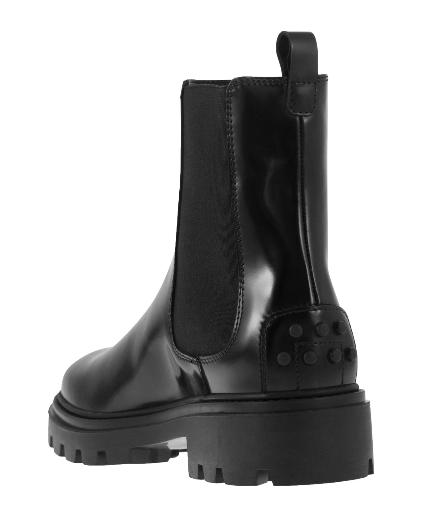 Black 'beatles' Bootie With Stretch Inserts And Rubber Detail In Leather Woman - 3