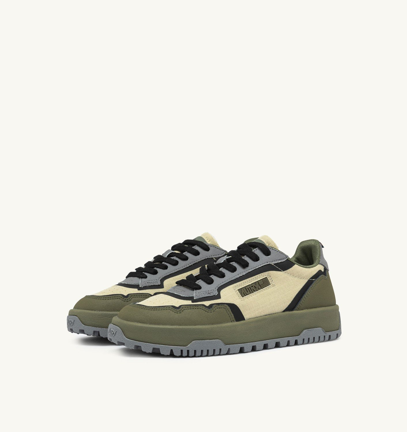 WILDPACE LOW SNEAKERS IN RIPSTOP NYLON AND LEATHER COLOR CASTLE WALL AND TITANIUM - 3