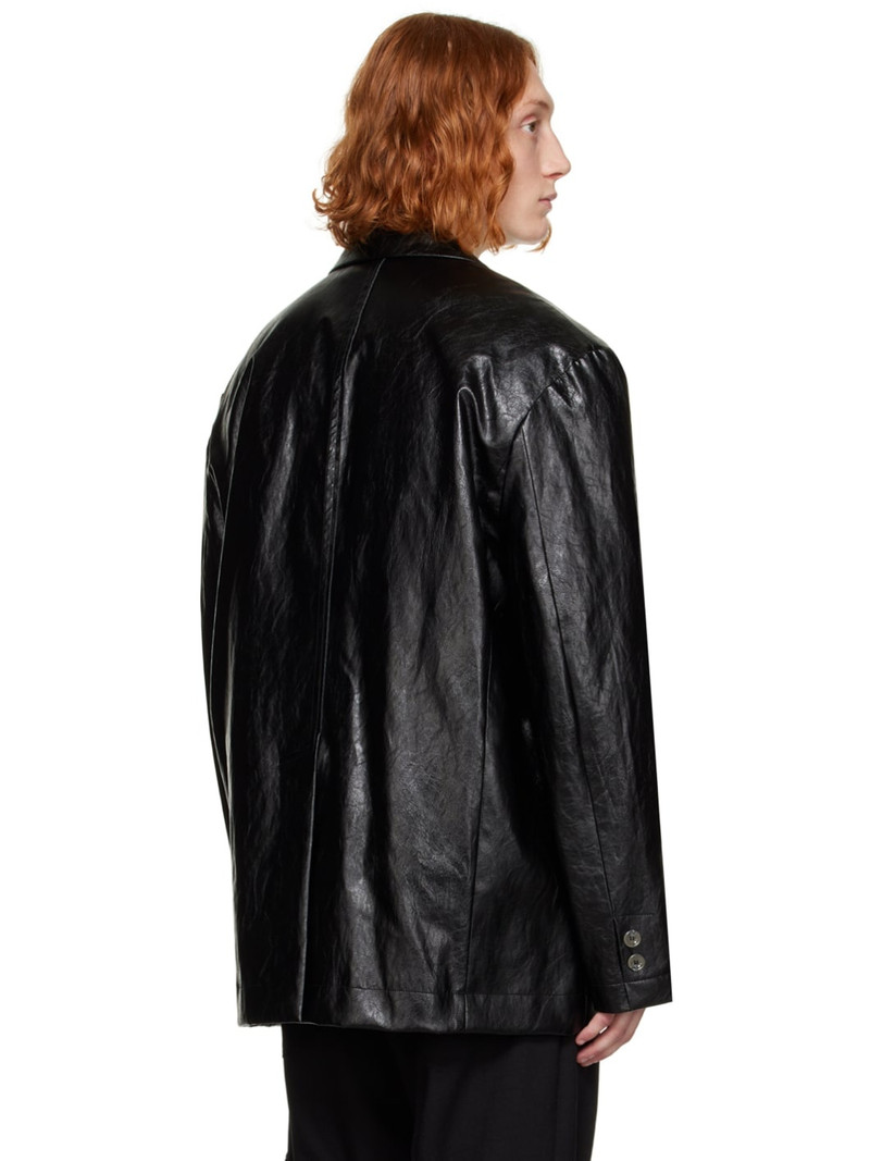 Black Square Faux-Leather Blazer 3