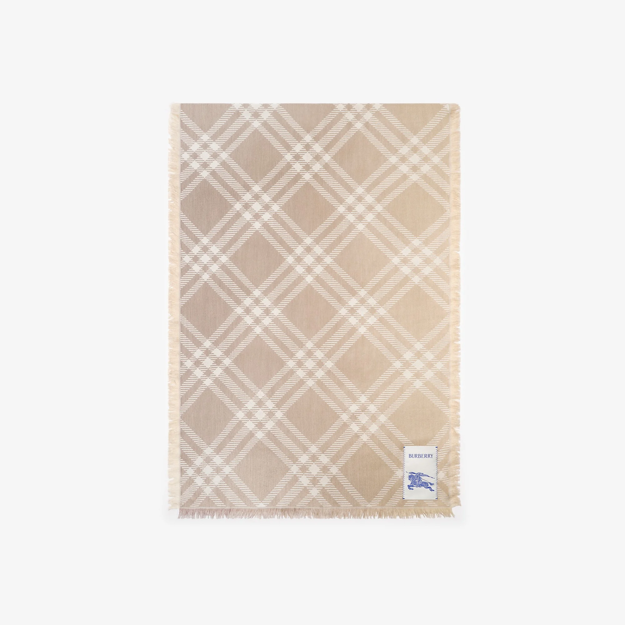 Gradient Check Wool Silk Scarf - 1