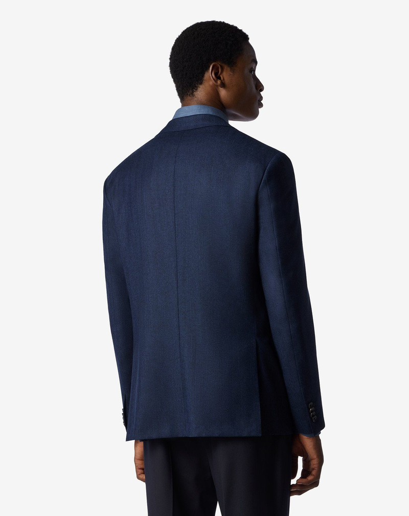 Navy blue herringbone wool jacket 3