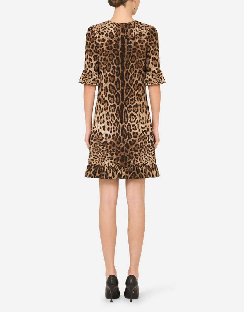 Short leopard-print cady dress 3