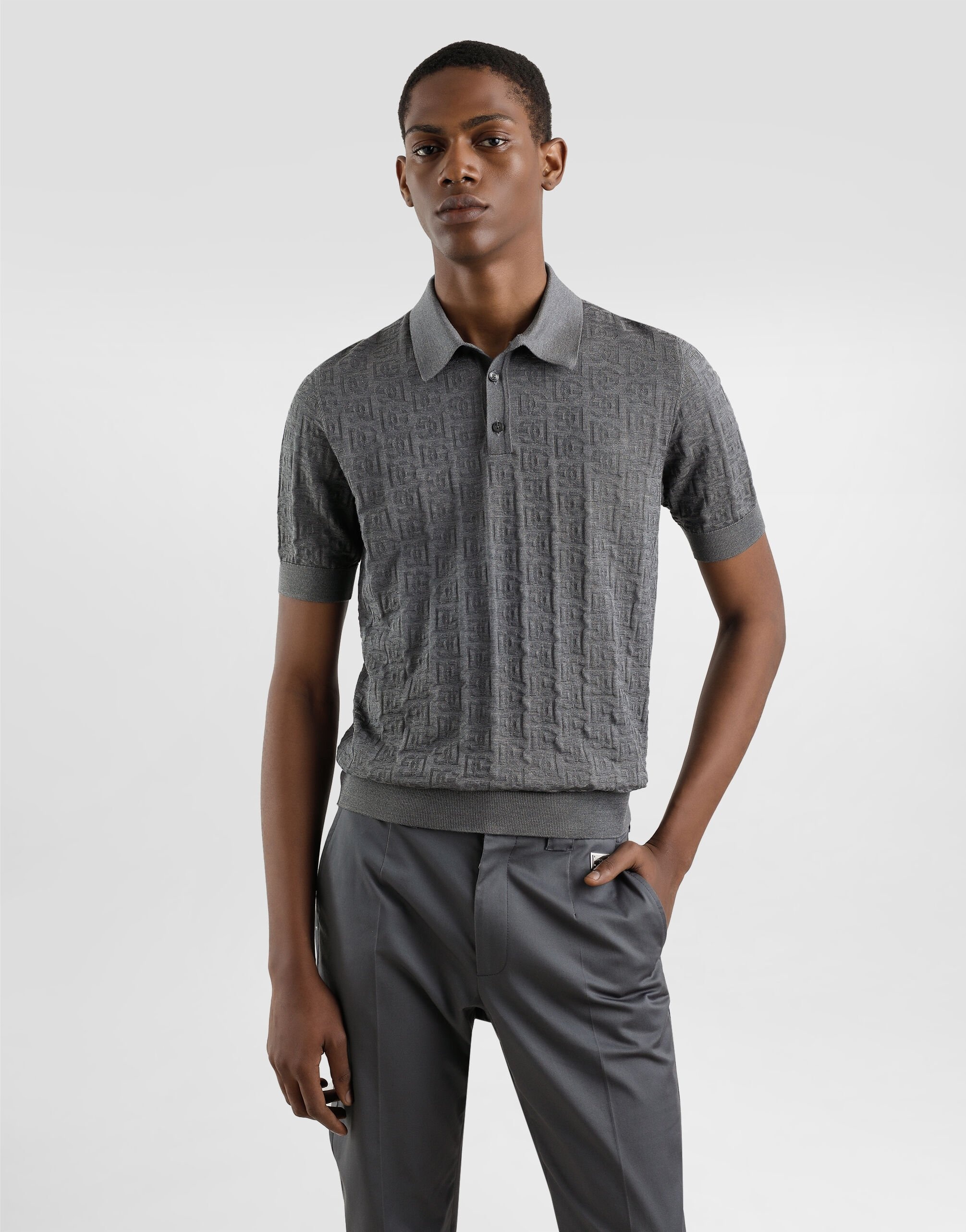 Silk polo-shirt with all-over DG logo embroidery - 4