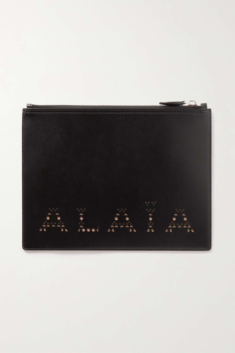 Large laser-cut leather pouch 1