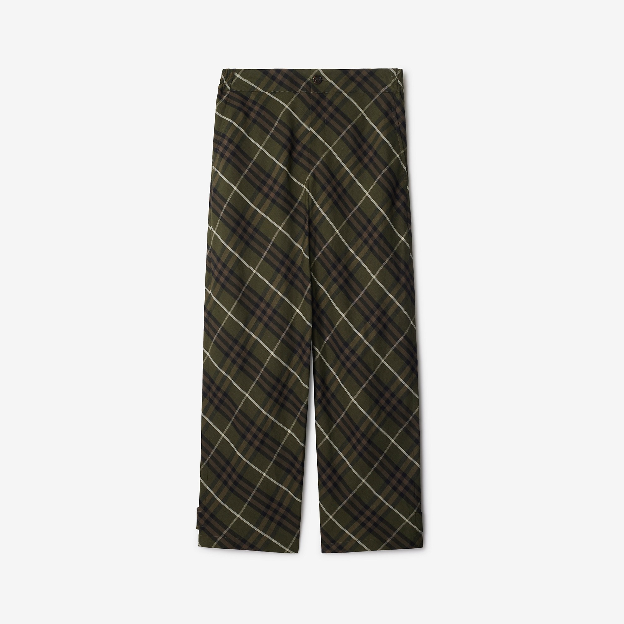 Check Linen Tailored Trousers - 1