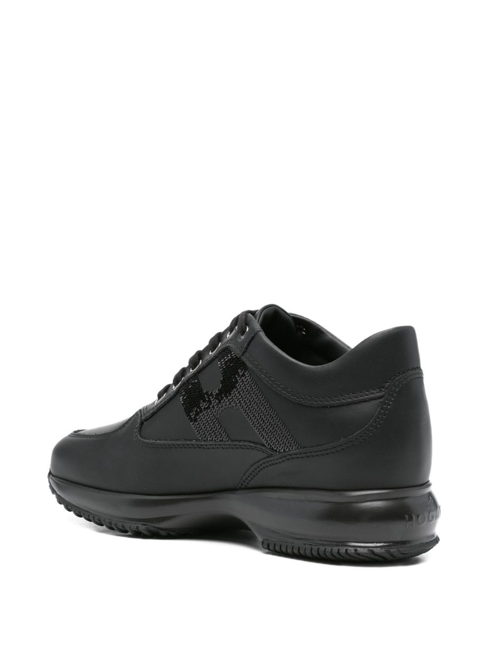 Interactive sequin-panel leather trainers - 3
